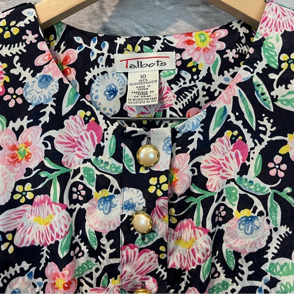 Vintage Talbots Size 10 Floral Print Button Up Belted Short Sleeve Maxi Dress - Picture 11 of 12